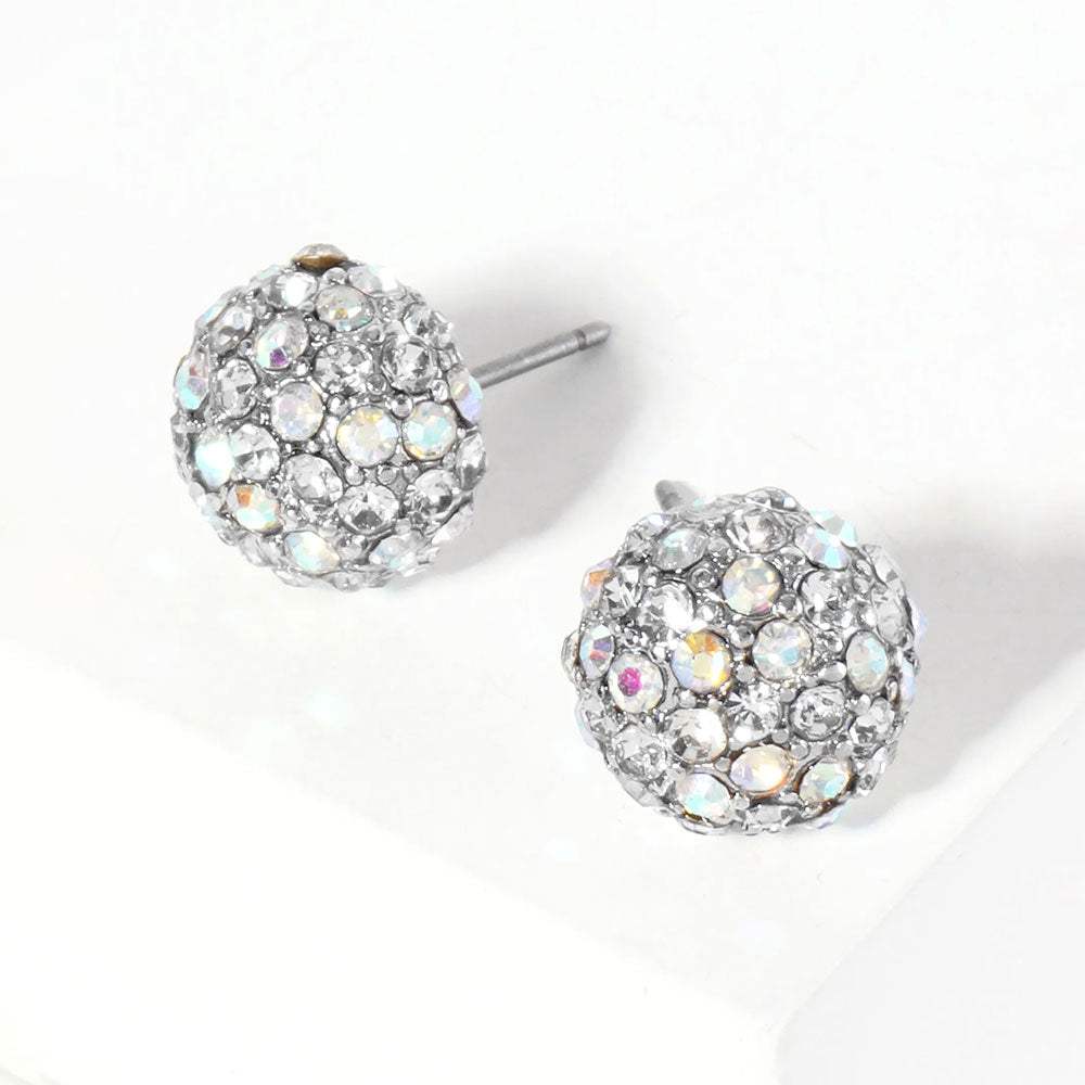 Crystal Pave Round Dome Stud Earrings - Madeline Love - Flyclothing LLC