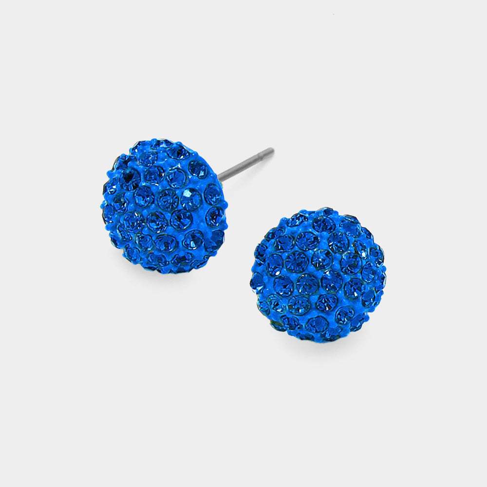 Crystal Pave Round Dome Stud Earrings - Madeline Love - Flyclothing LLC