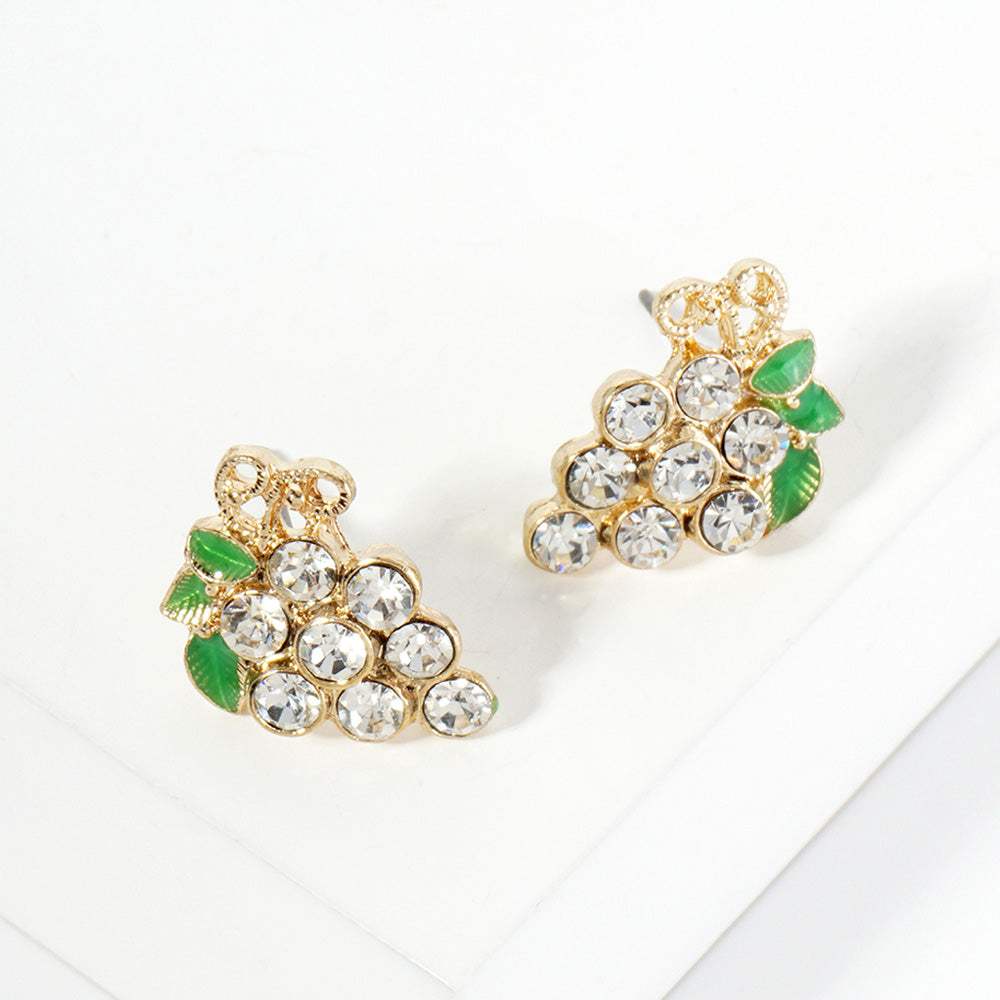Crystal Grape Cluster Stud Earrings - Madeline Love - Flyclothing LLC