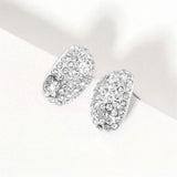 Crystal Paved Curved Oval Stud Earrings - Madeline Love - Flyclothing LLC