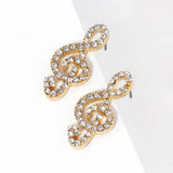 Crystal Paved Treble Clef Stud Earrings - Madeline Love - Flyclothing LLC