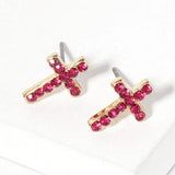 Crystal Cross Stud Earrings - Madeline Love - Flyclothing LLC