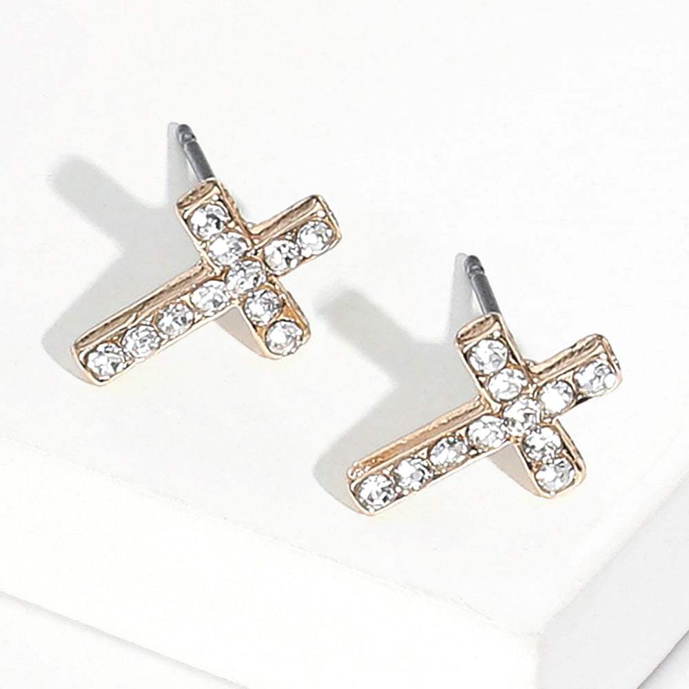 Crystal Cross Stud Earrings - Madeline Love - Flyclothing LLC