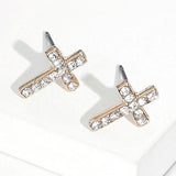 Crystal Cross Stud Earrings - Madeline Love - Flyclothing LLC