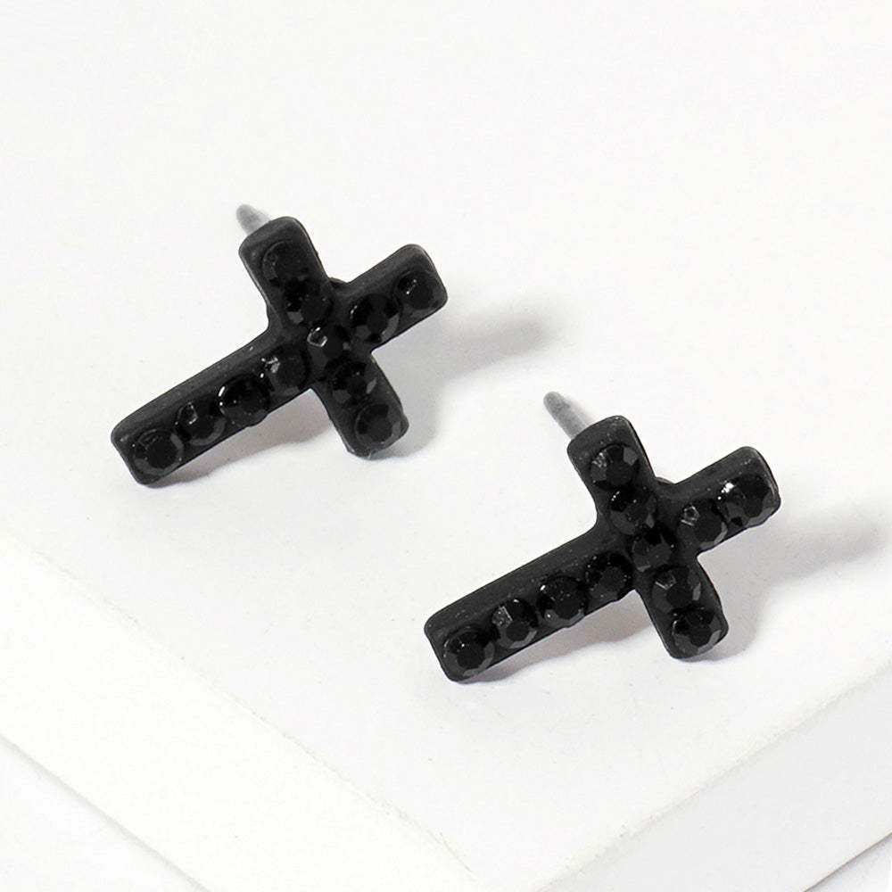 Crystal Cross Stud Earrings - Madeline Love - Flyclothing LLC