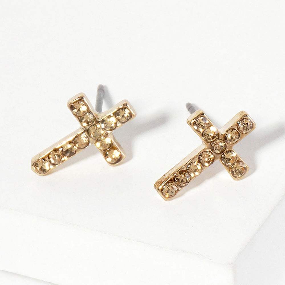 Crystal Cross Stud Earrings - Madeline Love - Flyclothing LLC