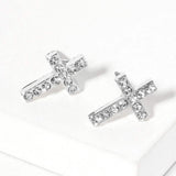 Crystal Cross Stud Earrings - Madeline Love - Flyclothing LLC