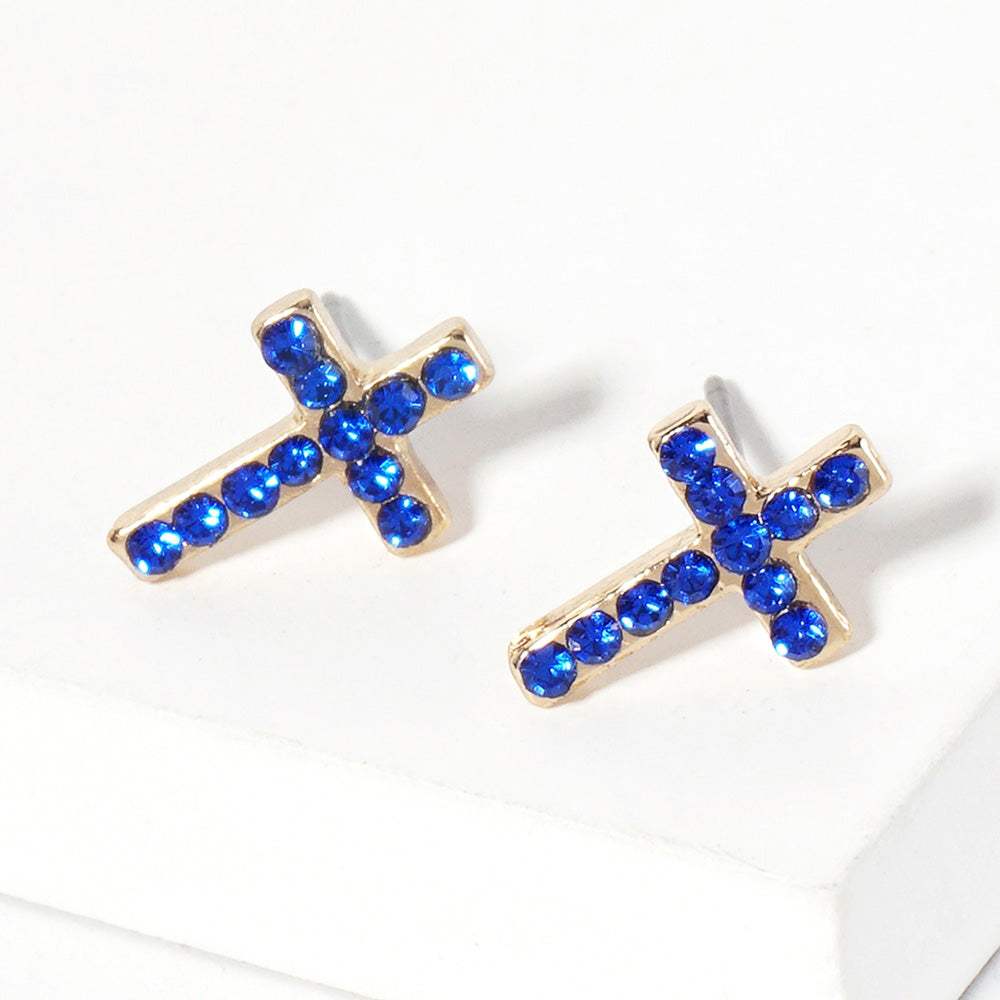 Crystal Cross Stud Earrings - Madeline Love - Flyclothing LLC