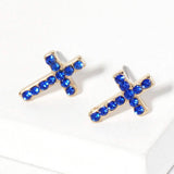 Crystal Cross Stud Earrings - Madeline Love - Flyclothing LLC