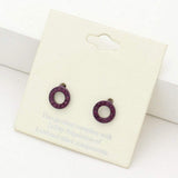 Rhinestone Embellished Open Circle Stud Earrings - Madeline Love - Flyclothing LLC