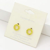 Rhinestone Embellished Open Circle Stud Earrings - Madeline Love - Flyclothing LLC