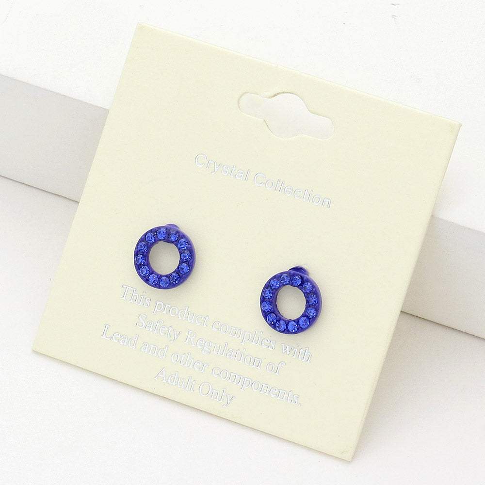 Rhinestone Embellished Open Circle Stud Earrings - Madeline Love - Flyclothing LLC