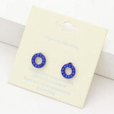 Rhinestone Embellished Open Circle Stud Earrings - Madeline Love - Flyclothing LLC