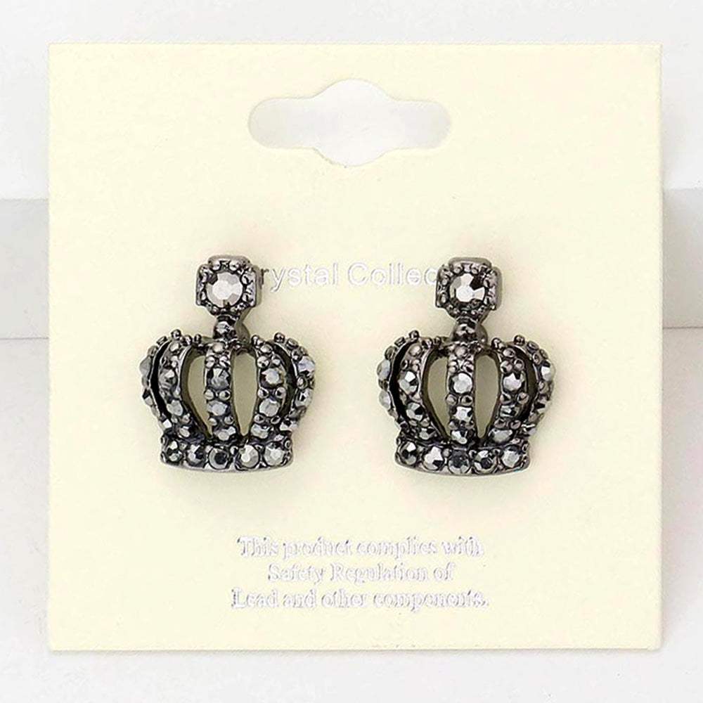 Crystal Crown Stud Earrings - Madeline Love - Flyclothing LLC