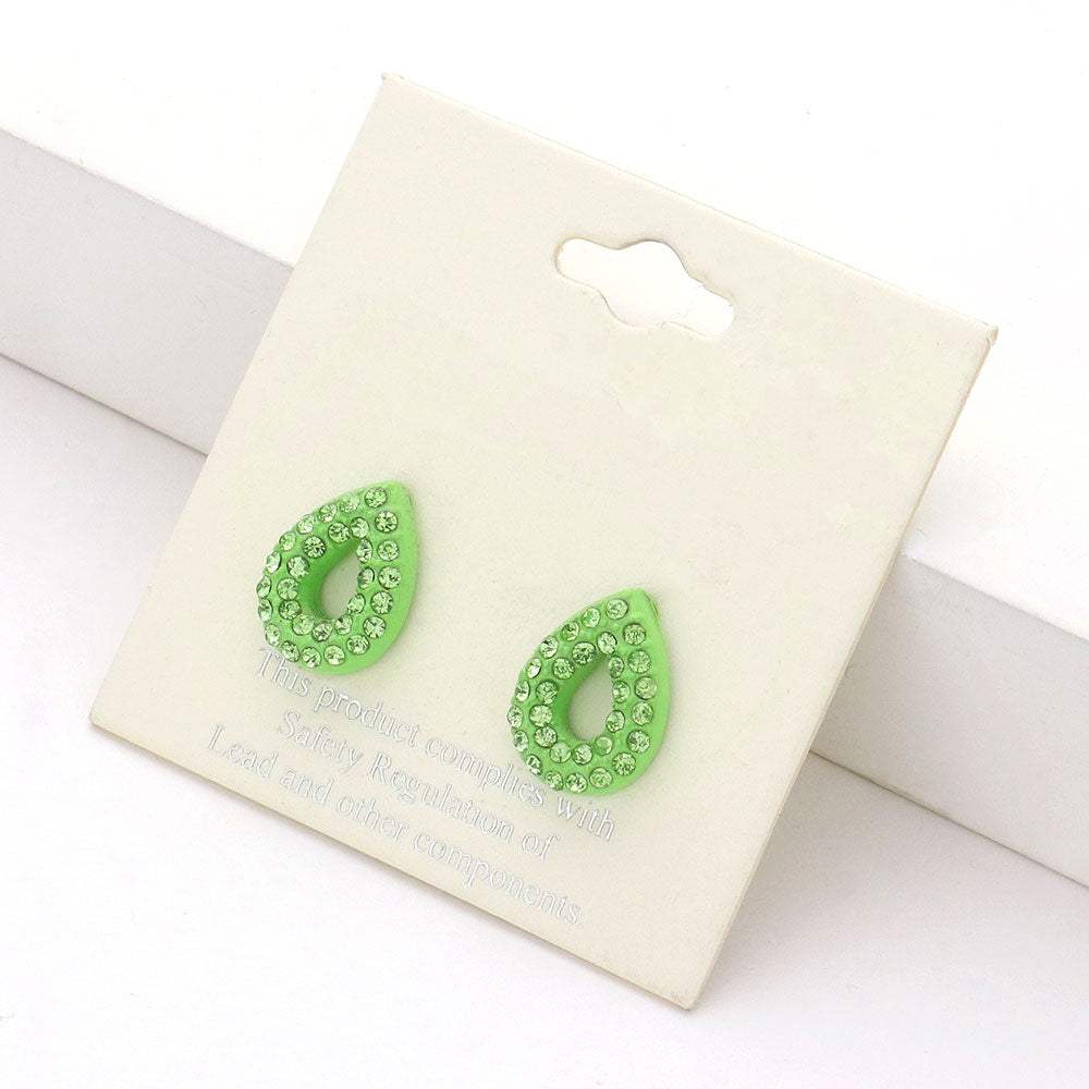 Double row crystal teardrop stud earrings - Madeline Love - Flyclothing LLC