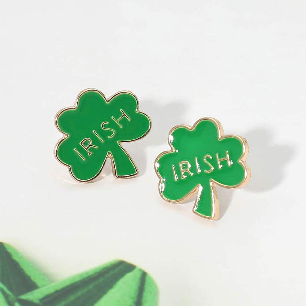 Enamel IRISH Shamrock Stud Earrings - Madeline Love - Flyclothing LLC