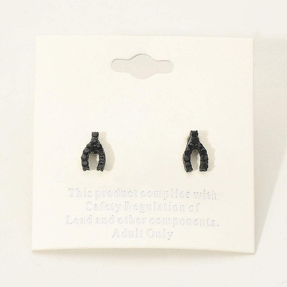 Crystal Wishbone Stud Earrings - Madeline Love - Flyclothing LLC