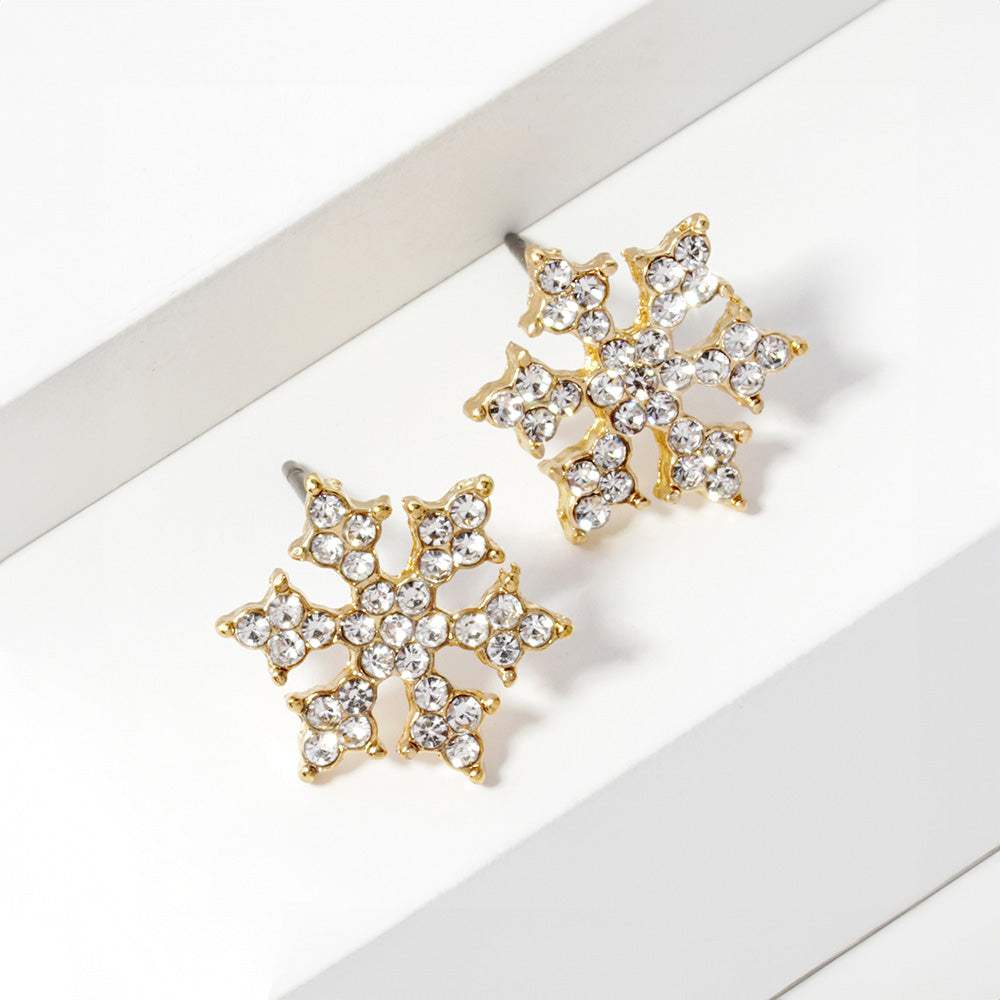 Crystal Paved Snowflake Stud Earrings - Madeline Love - Flyclothing LLC