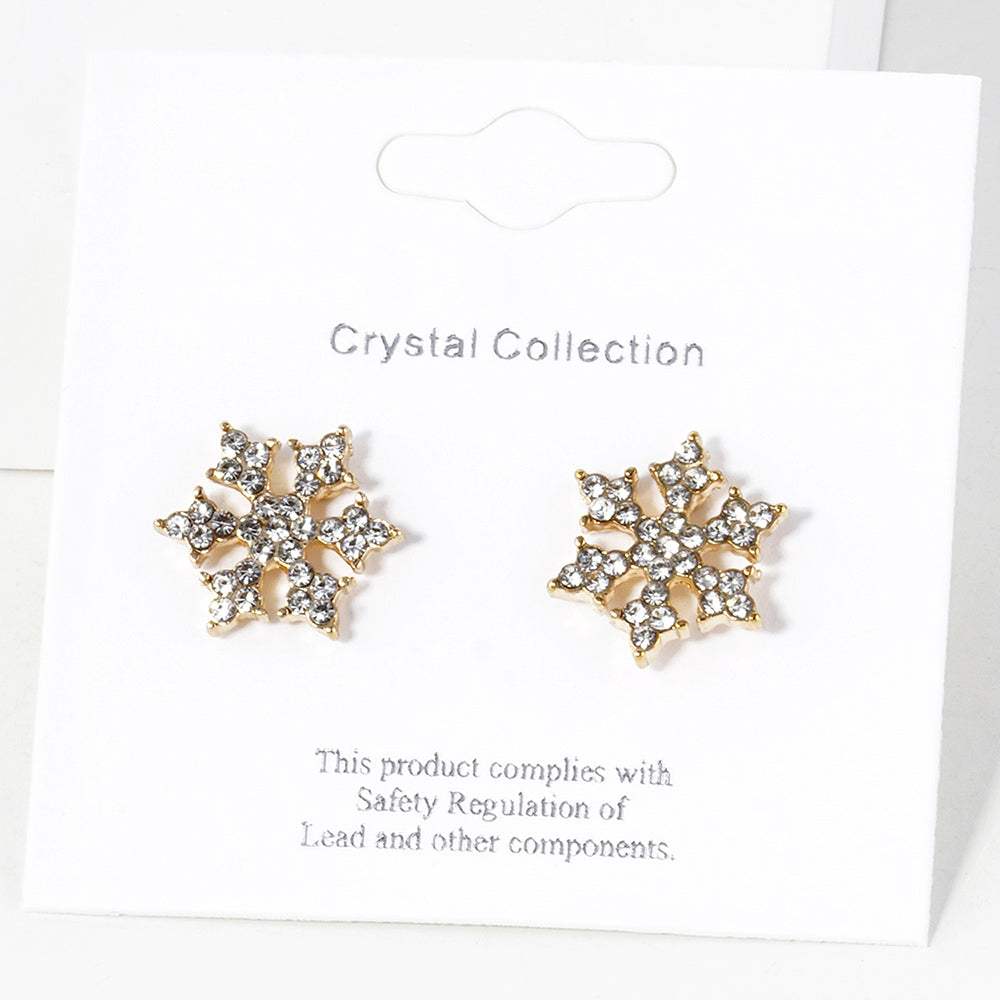 Crystal Paved Snowflake Stud Earrings - Madeline Love - Flyclothing LLC