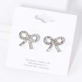 Crystal Stone Studded Ribbon Stud Earrings - Madeline Love - Flyclothing LLC