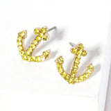 Crystal Rhinestone Paved Anchor Stud Earrings - Madeline Love - Flyclothing LLC