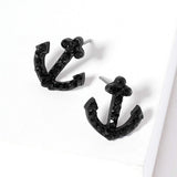 Crystal Rhinestone Paved Anchor Stud Earrings - Madeline Love - Flyclothing LLC