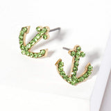 Crystal Rhinestone Paved Anchor Stud Earrings - Madeline Love - Flyclothing LLC