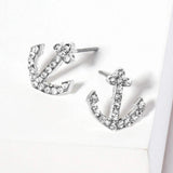 Crystal Rhinestone Paved Anchor Stud Earrings - Madeline Love - Flyclothing LLC