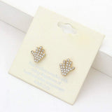Rhinestone Paved Hand Stud Earrings - Madeline Love - Flyclothing LLC