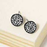 Crystal Pave Round Disc Stud Earrings - Madeline Love - Flyclothing LLC