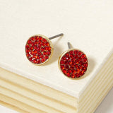Crystal Pave Round Disc Stud Earrings - Madeline Love - Flyclothing LLC