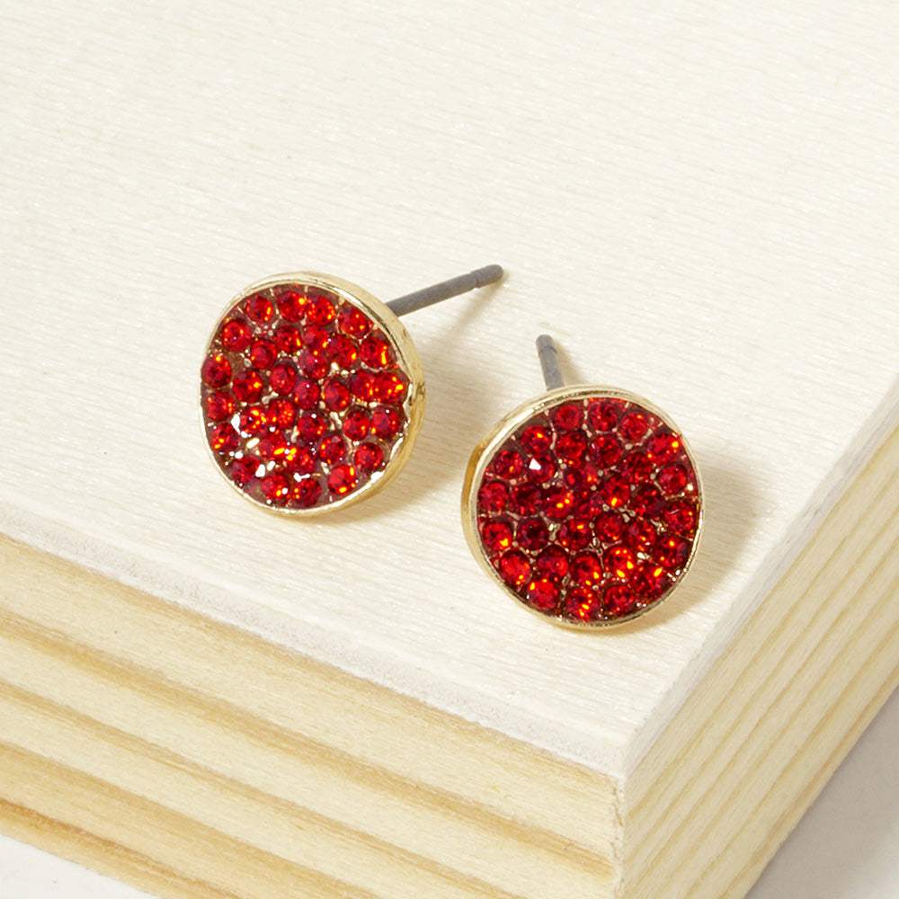 Crystal Pave Round Disc Stud Earrings - Madeline Love - Flyclothing LLC