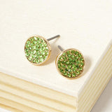 Crystal Pave Round Disc Stud Earrings - Madeline Love - Flyclothing LLC