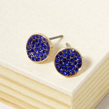 Crystal Pave Round Disc Stud Earrings - Madeline Love - Flyclothing LLC