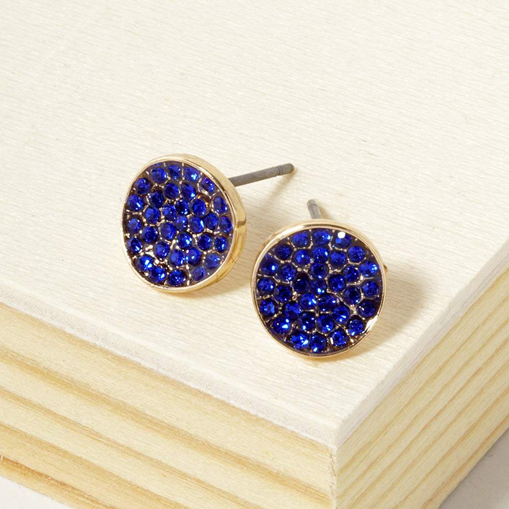 Crystal Pave Round Disc Stud Earrings - Madeline Love - Flyclothing LLC