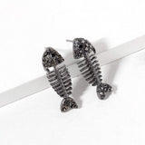 Rhinestone Crystal Paved Fishbone Stud Earrings - Madeline Love - Flyclothing LLC