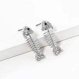 Rhinestone Crystal Paved Fishbone Stud Earrings - Madeline Love - Flyclothing LLC