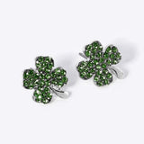 Crystal Paved Clover Stud Earrings - Madeline Love - Flyclothing LLC