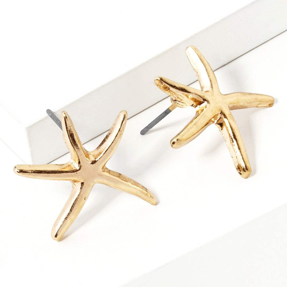 Metal Starfish Stud Earrings - Madeline Love - Flyclothing LLC