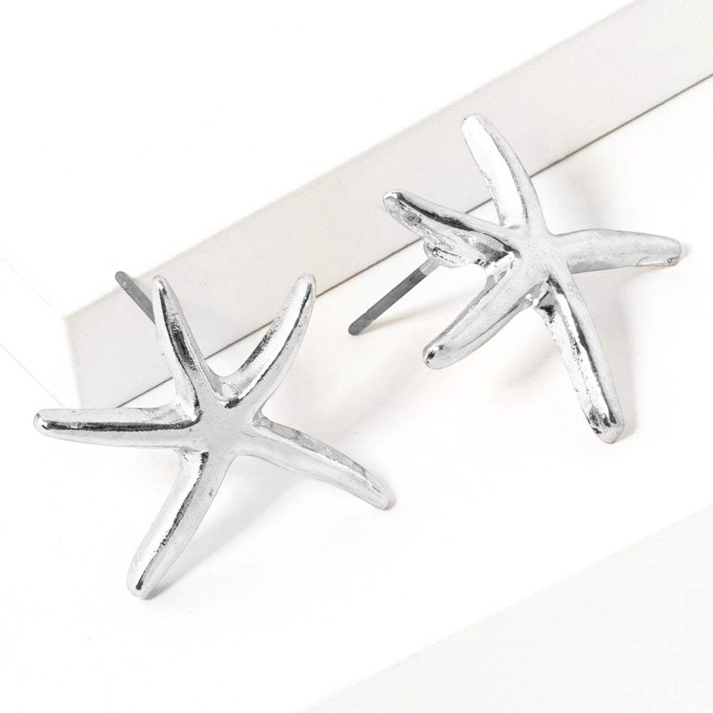 Metal Starfish Stud Earrings - Madeline Love - Flyclothing LLC