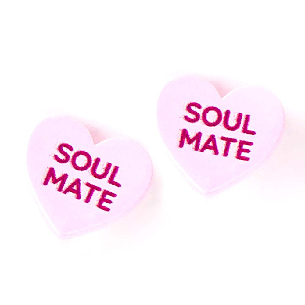 Soul Mate Message Heart Stud Earrings - Madeline Love - Flyclothing LLC