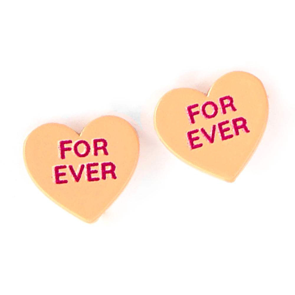 Forever Message Heart Stud Earrings - Madeline Love - Flyclothing LLC