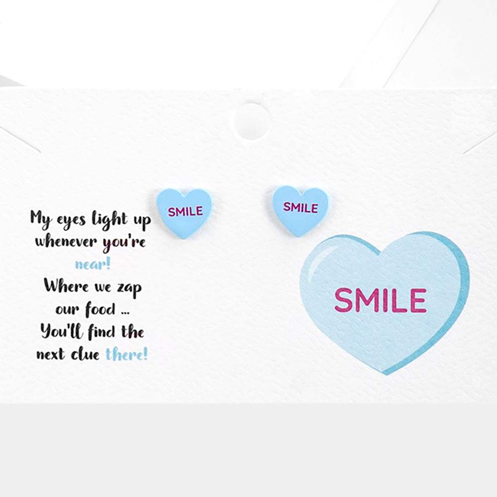 Smile Message Heart Stud Earrings - Madeline Love - Flyclothing LLC