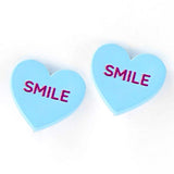 Smile Message Heart Stud Earrings - Madeline Love - Flyclothing LLC