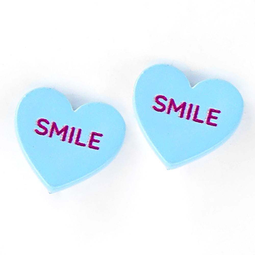 Smile Message Heart Stud Earrings - Madeline Love - Flyclothing LLC