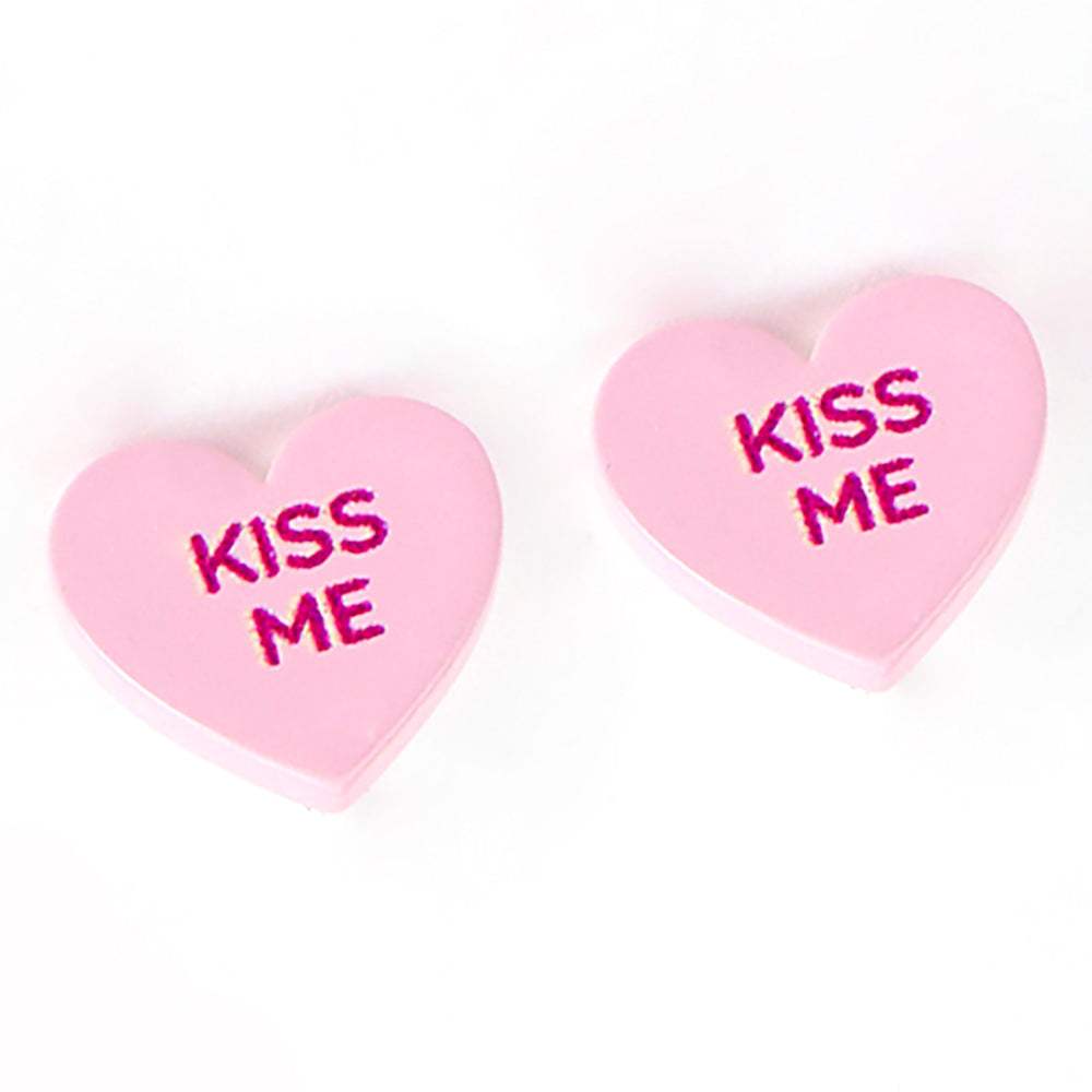 Kiss Me Message Heart Stud Earrings - Madeline Love - Flyclothing LLC