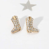 Stone Paved Western Cowboy Boot Stud Earrings - Madeline Love - Flyclothing LLC