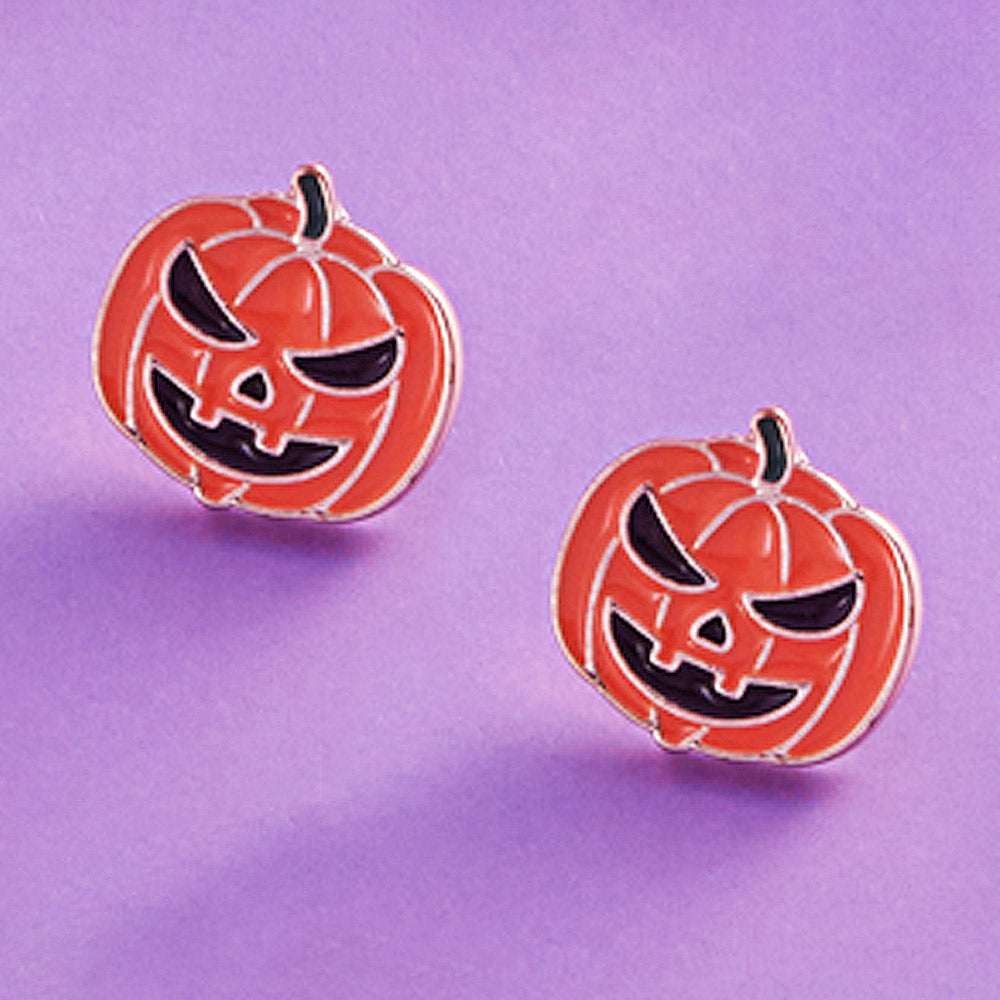 Enamel Halloween Pumpkin Stud Earrings - Madeline Love - Flyclothing LLC