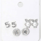 3Pairs - Pearl Playboy bunny star stud earrings - Madeline Love - Flyclothing LLC
