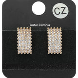 CZ Stone Paved Rectangle Evening Stud Earrings - Madeline Love - Flyclothing LLC
